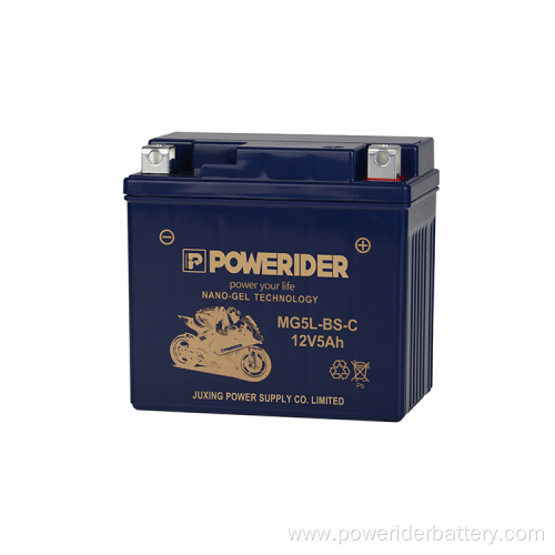 12v 5ah ytx5l-bs nano-gel tech motorcycle starter battery